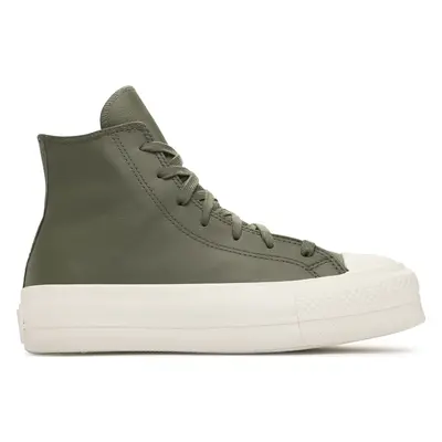 Plátěnky Converse Chuck Taylor All Star Lift Platform Leather A07131C Zelená