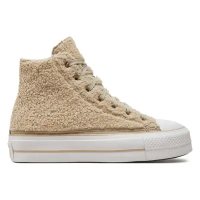 Plátěnky Converse Chuck Taylor All Star Lift Platform Sherpa A05509C Béžová