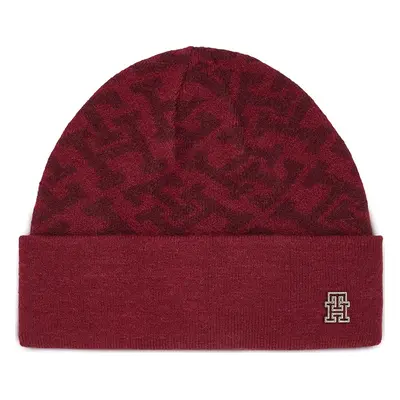 Čepice Tommy Hilfiger Monogram All Over Beanie AW0AW15327 Červená