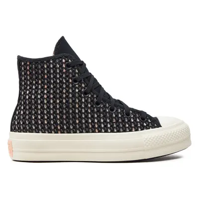 Plátěnky Converse Chuck Taylor All Star Lift Platform Crochet A09829C Černá