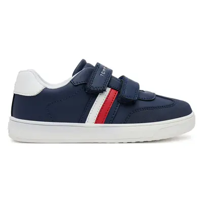 Sneakersy Tommy Hilfiger Stripes Low Cut Lace Velcro Sneaker T1X9-33840-1269 S Tmavomodrá