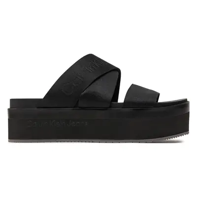 Nazouváky Calvin Klein Jeans Flatform Sandal Webbing In Mr YW0YW01361 Černá