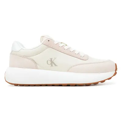 Sneakersy Calvin Klein Jeans Athleisure Runner Laceup Mix Wn YW0YW01774 Bílá