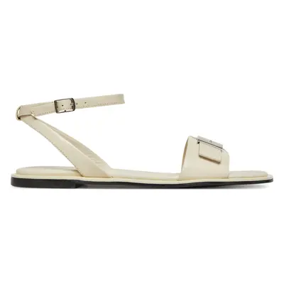 Sandály Calvin Klein Flat Sandal W/Ck Hw - Lth HW0HW02367 Écru