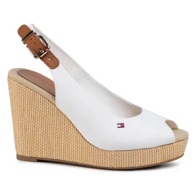 Espadrilky Tommy Hilfiger Iconic Elena Sling Back Wedge FW0FW04789 Écru