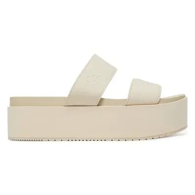 Nazouváky Calvin Klein Jeans Flatform Sandal Webbing In YW0YW01789 Écru