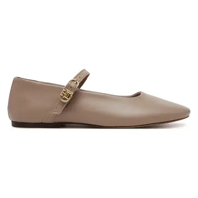 Baleríny Tommy Hilfiger Leather Maryjane Ballerina FW0FW08651 Béžová