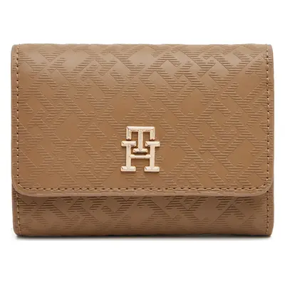 Velká dámská peněženka Tommy Hilfiger Th Distinct Trifold Wallet Mono AW0AW17257 Hnědá