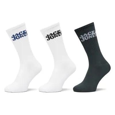 Sada 3 párů pánských vysokých ponožek Jack&Jones Elton 12266923 Bílá