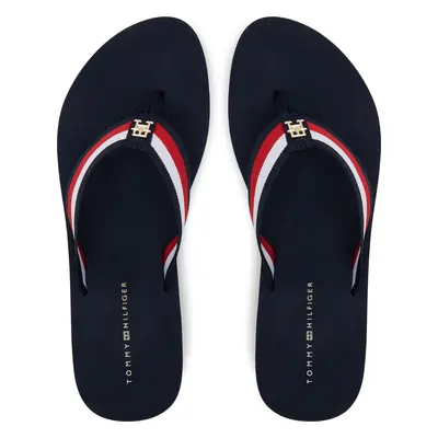 Žabky Tommy Hilfiger Th Corp Mid Wedge Beach Sandal FW0FW08517 Tmavomodrá