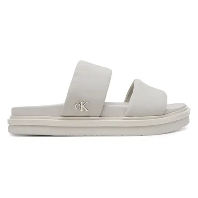 Nazouváky Calvin Klein Jeans Flat Molded Dbl Bar Sandal Cv YM0YM01222 Šedá