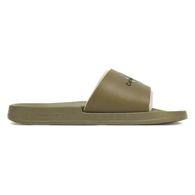 Nazouváky Calvin Klein Jeans Slide Rubber Neoprene Monologo YM0YM00361 Khaki