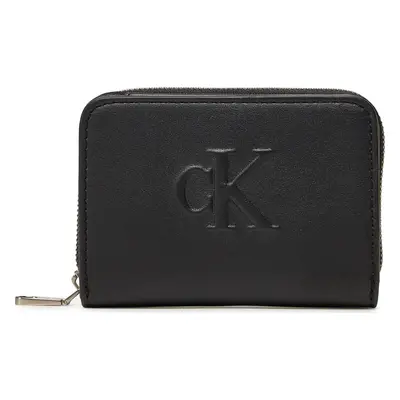 Malá dámská peněženka Calvin Klein Jeans Sculpted Med Flap Zip Around LV04K1004G Černá