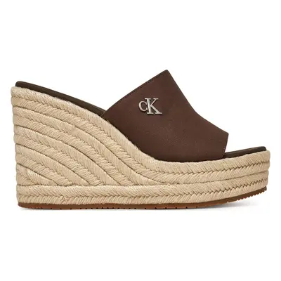 Nazouváky Calvin Klein Wedge Rope Slide Mg YW0YW01699 Hnědá