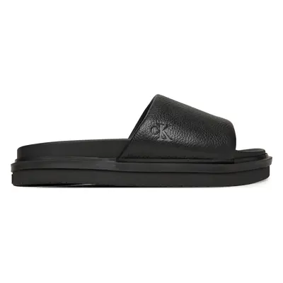 Nazouváky Calvin Klein Jeans Flat Molded Slide Sandal Lth YM0YM01225 Černá