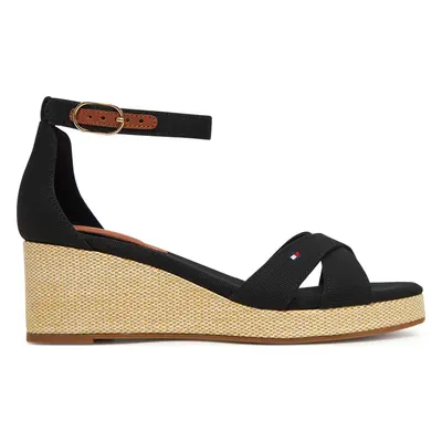 Espadrilky Tommy Hilfiger Flag Criss-Cros Mid Wedge Espad FW0FW08481 Černá