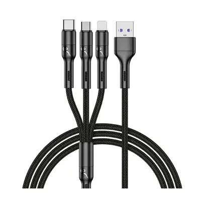 Nabíjecí kabel 3v1 - USB-C + Lightning + MicroUSB - 35W - černý - EGA D3