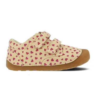 BUNDGAARD PETIT STRAP CANVAS Beige Hearts | Dětské barefoot tenisky