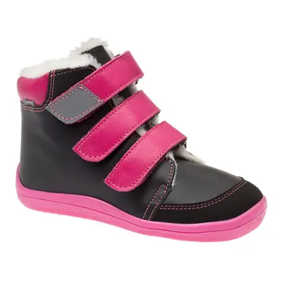 BEDA ZIMNÍ VYŠŠÍ EL Black/Pink | Dětské zimní zateplené barefoot boty