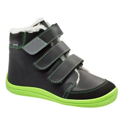 BEDA ZIMNÍ VYŠŠÍ MARCUS Black/Green Dětské zimní zateplené barefoot boty