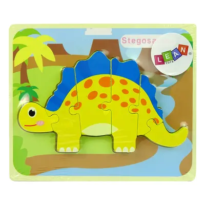 mamido Dřevěné puzzle pro nejmenší dinosaurus žluté