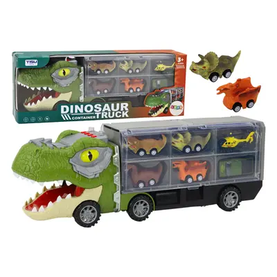 mamido Dinosaur Transportní Kamion 6ks Autíček se Světly a Zvuky Zelený