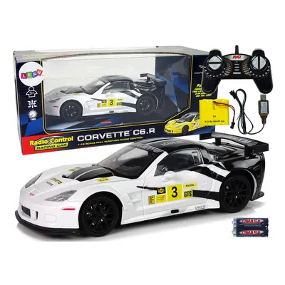 mamido Sportovní auto na dálkové ovládání RC Corvette C6R 1:18 bílé