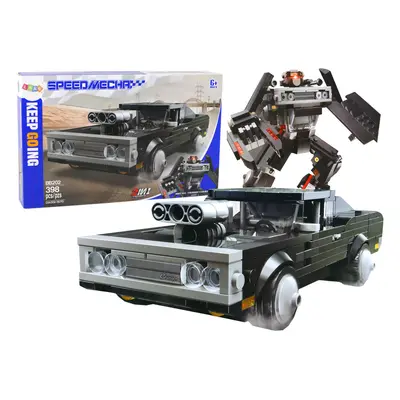 mamido Konstrukční Auto Robot Transformer 2v1 398 kusů černý