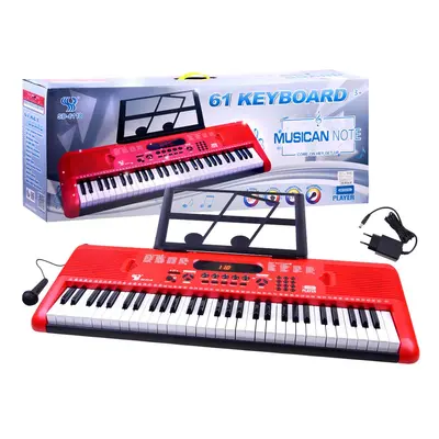 mamido Klávesy keyboard s mikrofonem 61 kláves červené