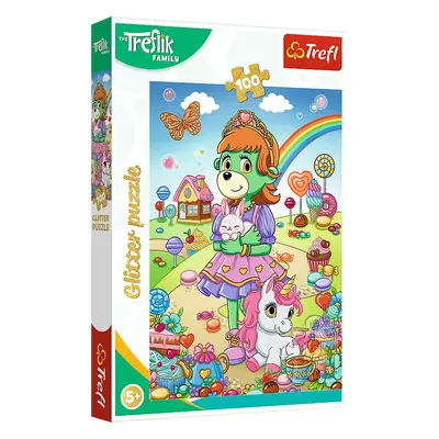 TREFL Třpytivé puzzle Treflíci 100 dílků Trefl