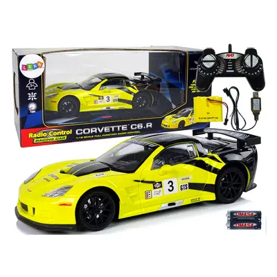 mamido Sportovní autíčko Corvette C6R 1:18 na dálkové ovládání RC žluté s efekty