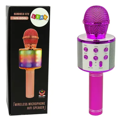 mamido Bezdrátový mikrofon USB reproduktor nahrávání karaoke model růžový