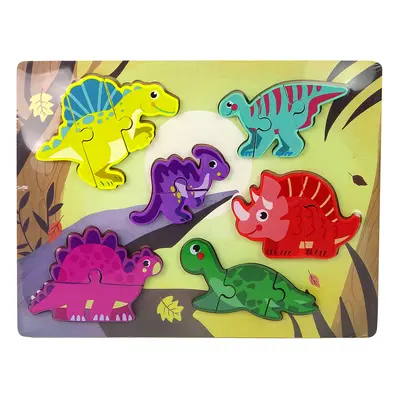 mamido Dřevěné puzzle barevní Dinosauři