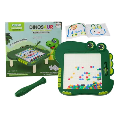 mamido Edukativní magnetická tabule Dino puzzle zelená s korálky