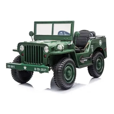 mamido Dětský elektrický Jeep Willys 4x4 třímístný zelený