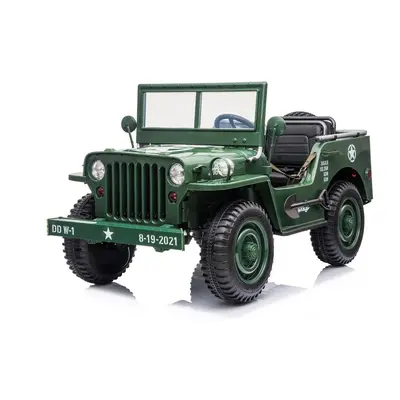 mamido Dětský elektrický vojenský Jeep Willys 4x4 třímístný zelený