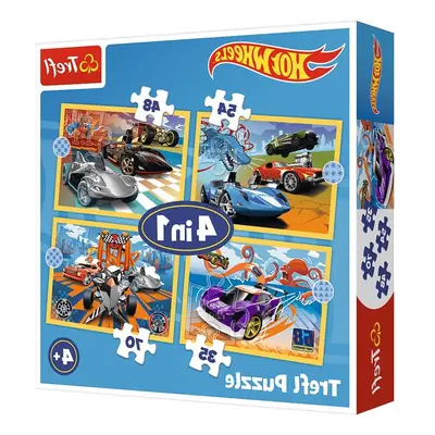 mamido Puzzle Hot Wheels 4v1 Vozidla Trefl 34627