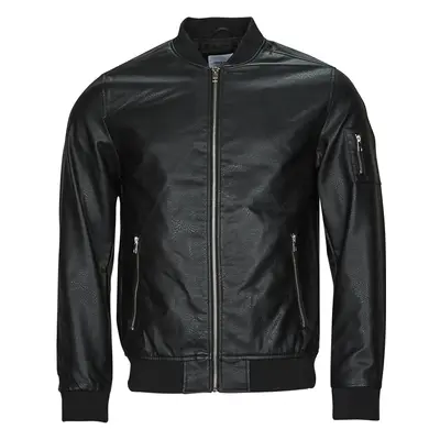 Jack & Jones JJROCKY PU BOMBER Černá