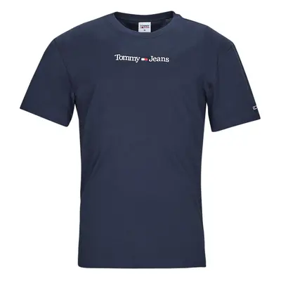 Tommy Jeans TJM CLASSIC LINEAR LOGO TEE Tmavě modrá