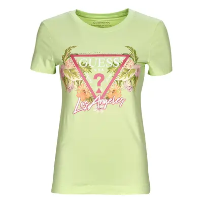 Guess SS CN TRIANGLE FLOWERS TEE Zelená