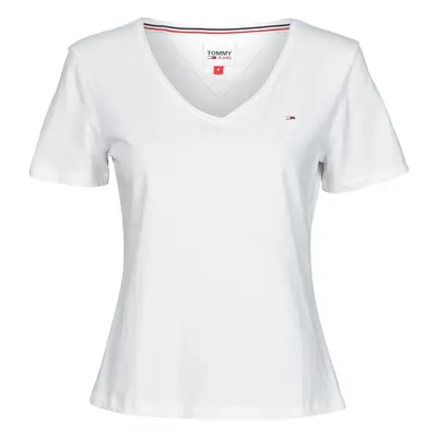 Tommy Jeans SOFT JERSEY V NECK Bílá