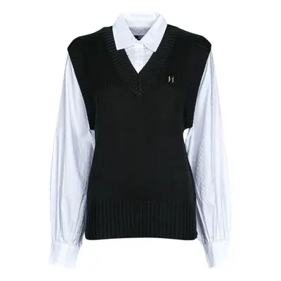 Karl Lagerfeld KNIT VEST W/ POPLIN SHIRT Černá