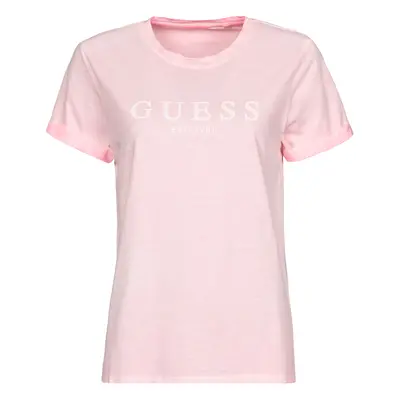 Guess ES SS GUESS 1981 ROLL CUFF TEE Růžová