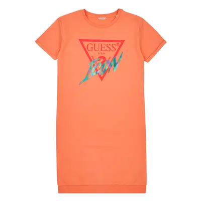 Guess ROLLED UP SLEEVES TERRY DRESS Oranžová