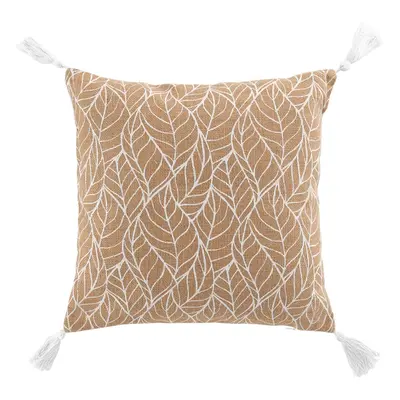 Douceur d intérieur COUSSIN DEHOUS. COMPR. POMPONS 40x40 CM JUTE IMPRIME/POLYCOTON U Béžová