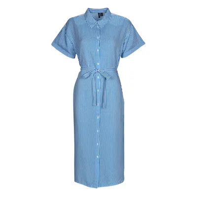 Vero Moda VMBUMPY SS CALF SHIRT DRESS NOOS Modrá