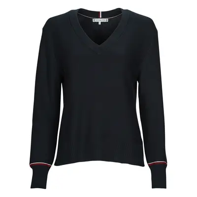 Tommy Hilfiger GLOBAL STP V-NK SWEATER Tmavě modrá