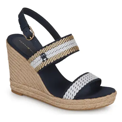 Tommy Hilfiger GOLDEN WEBBING WEDGE Tmavě modrá