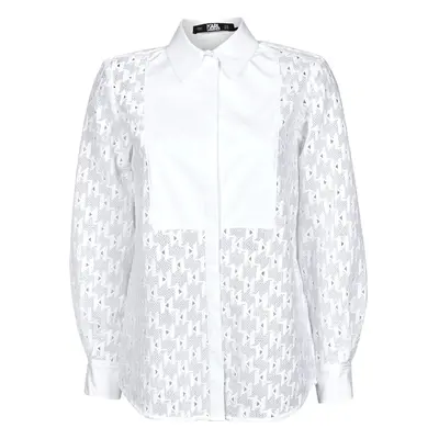 Karl Lagerfeld KL MONOGRAM LACE BIB SHIRT Bílá