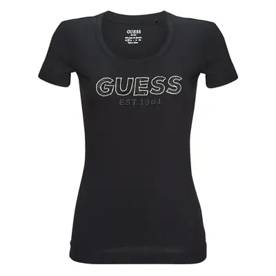 Guess SS RN MESH LOGO TEE Černá